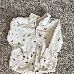 Carter's Beige Dinosaur Button-Down Shirt